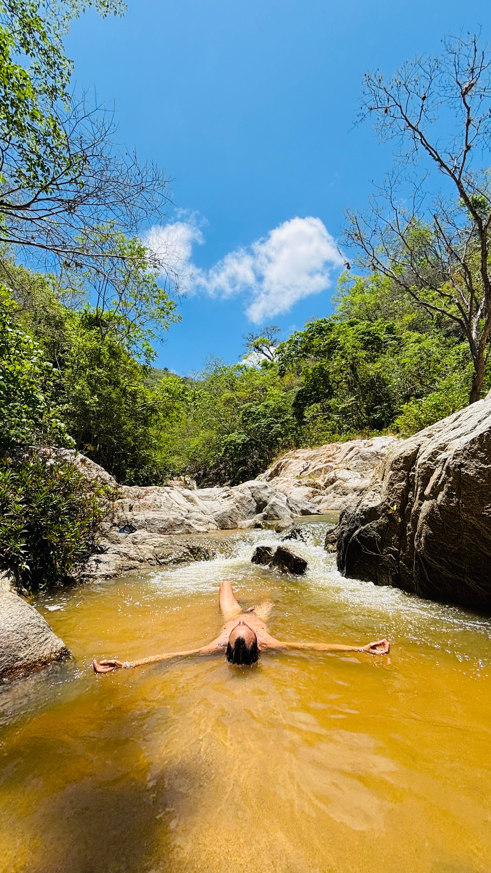 Floating in river